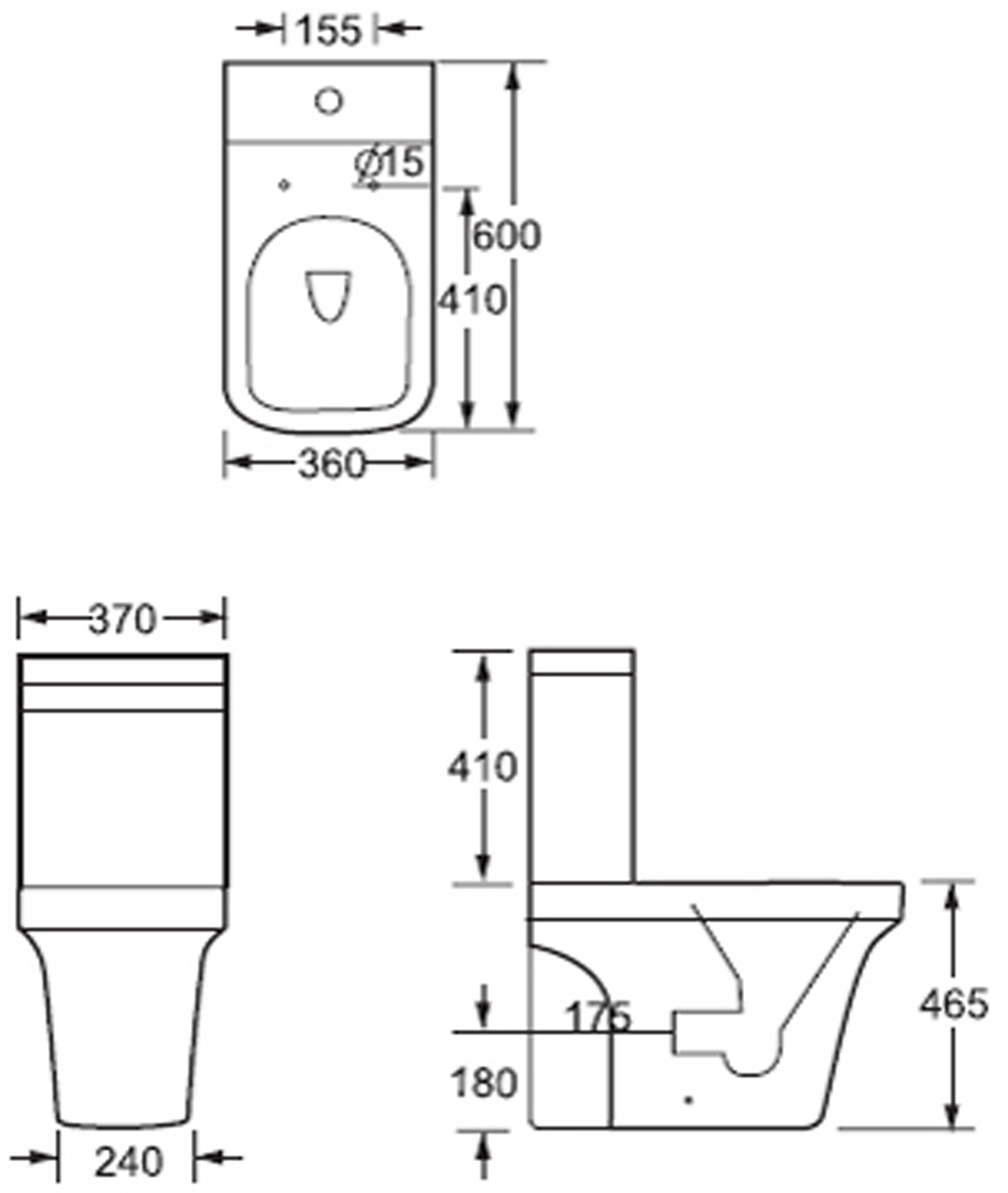 Comfort Raised Height Close Coupled Toilet Bathroom WC Modern White